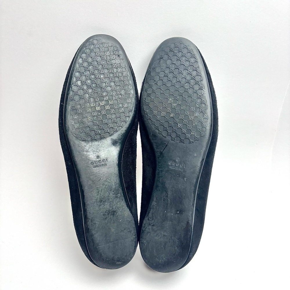 Gucci Bamboo Bow Classic Flats Black Suede EU 37.5 Shoes Ballet - Picture 4 of 6